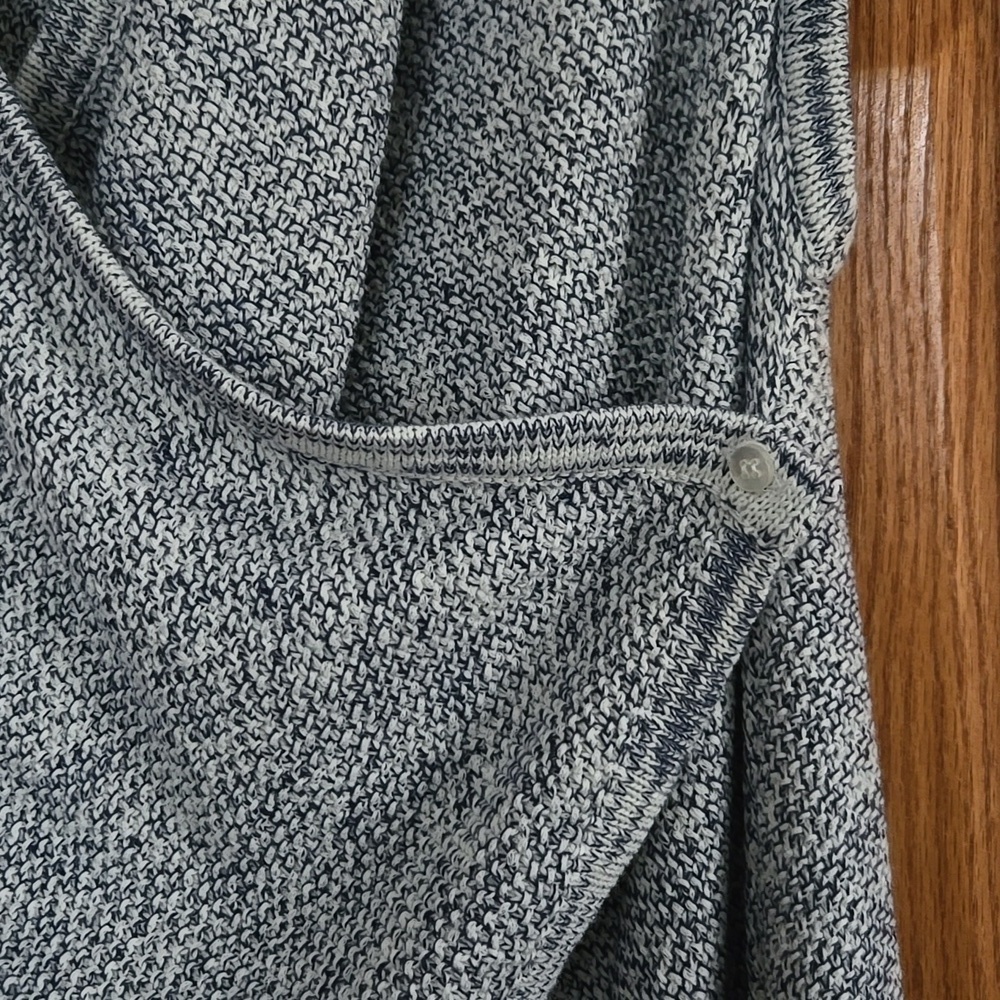 NWT Olive + Oak Blue & White Marled Open Front Draped Vest Cardigan XS - Picture 5 of 10